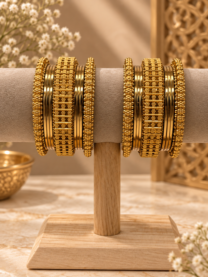 Golden Mesh Luxe Bangle Set