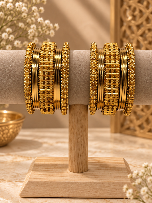 Golden Mesh Luxe Bangle Set