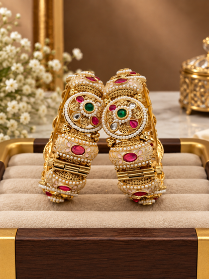 Royal Emerald Ruby Antique Kada Bracelet.
