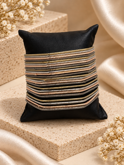 Golden & Silver Layered Multicolor Bangle Set