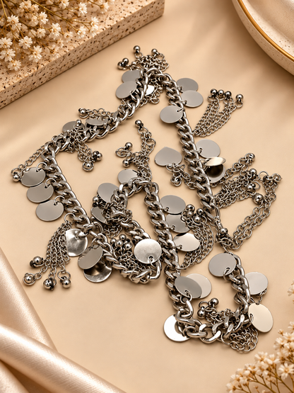 Silver Coin Layered Waist Chain