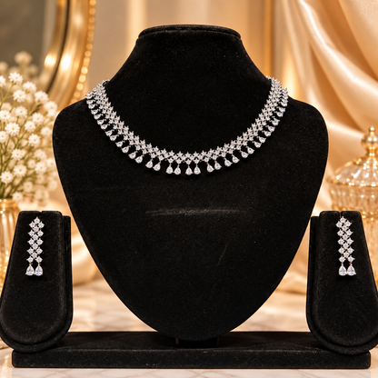 Aurelia Diamond Cascade AD Necklace Set