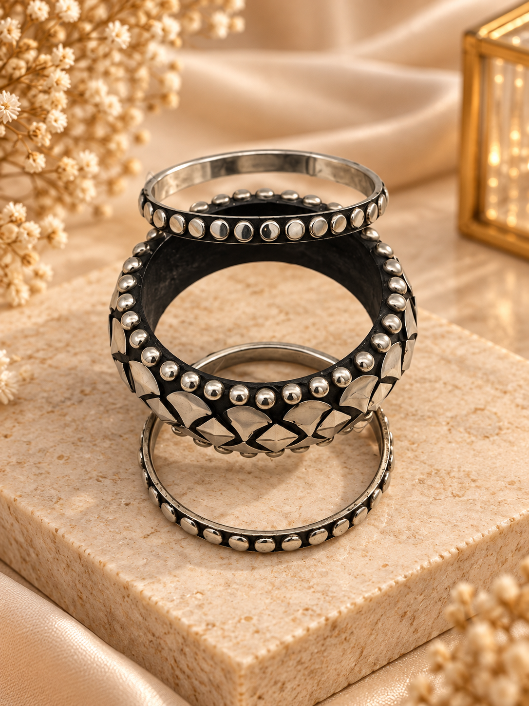 Golden Classic Layered Bangle Set