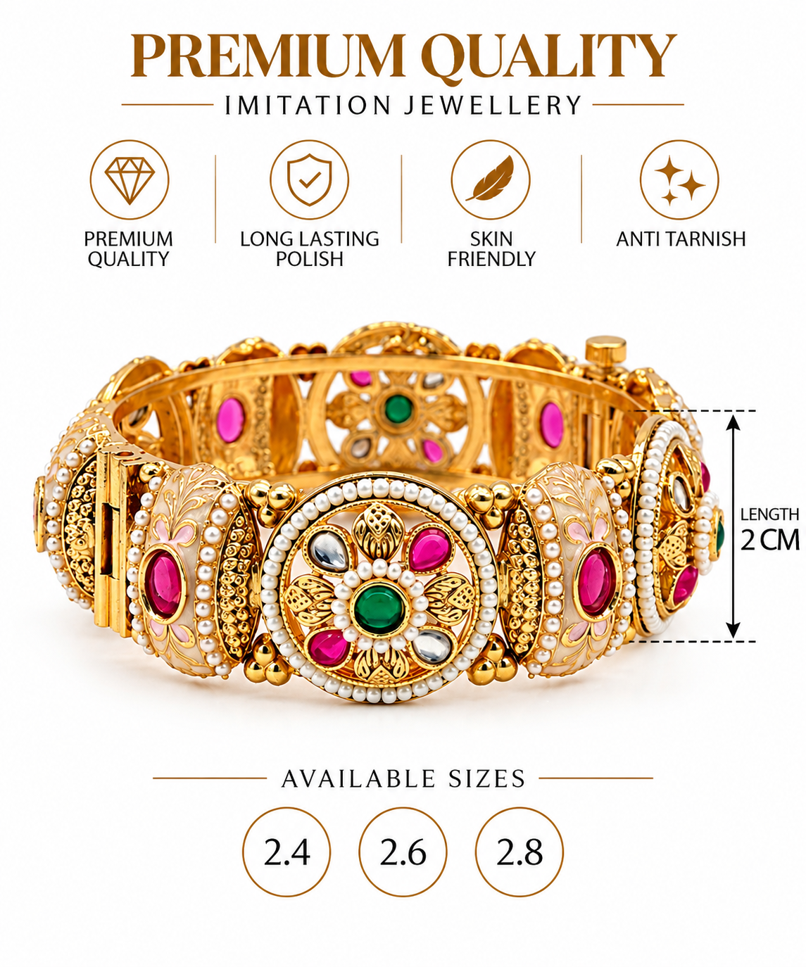 Royal Emerald Ruby Antique Kada Bracelet.