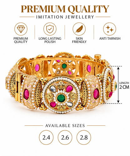 Royal Emerald Ruby Antique Kada Bracelet.