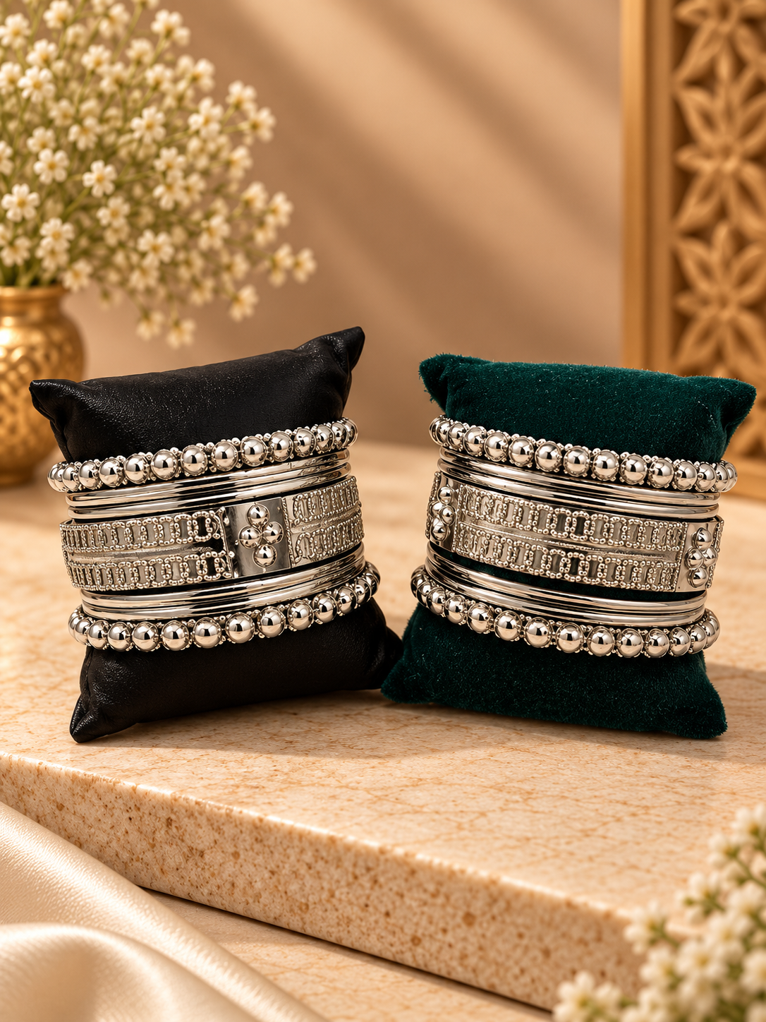 Antique Silver Heritage Bangle Set