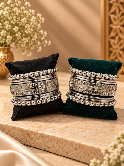 Antique Silver Heritage Bangle Set