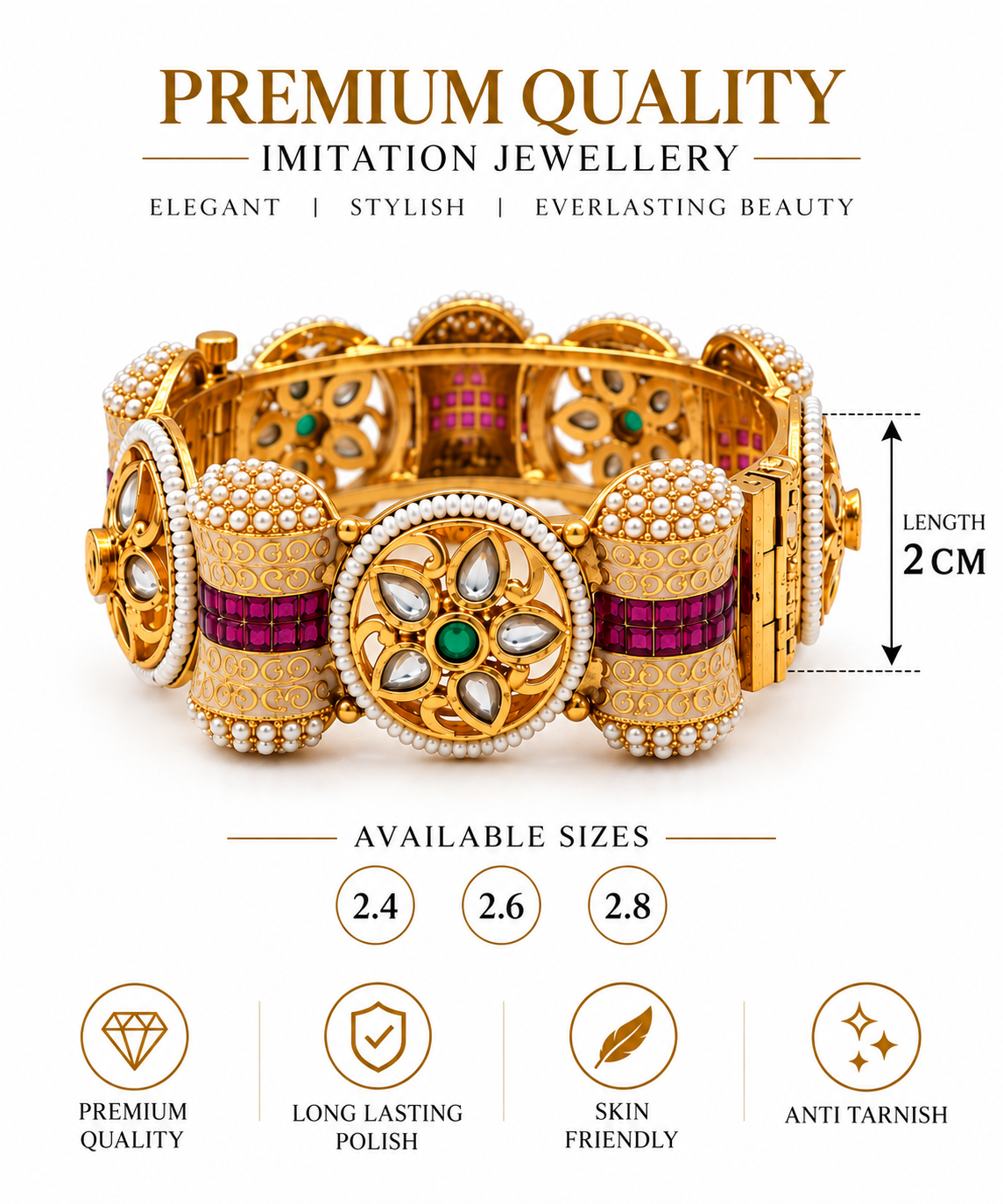 Royal Emerald Ruby Antique Kada Bracelet