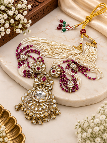 Ruby Kundan Bridal Necklace Set
