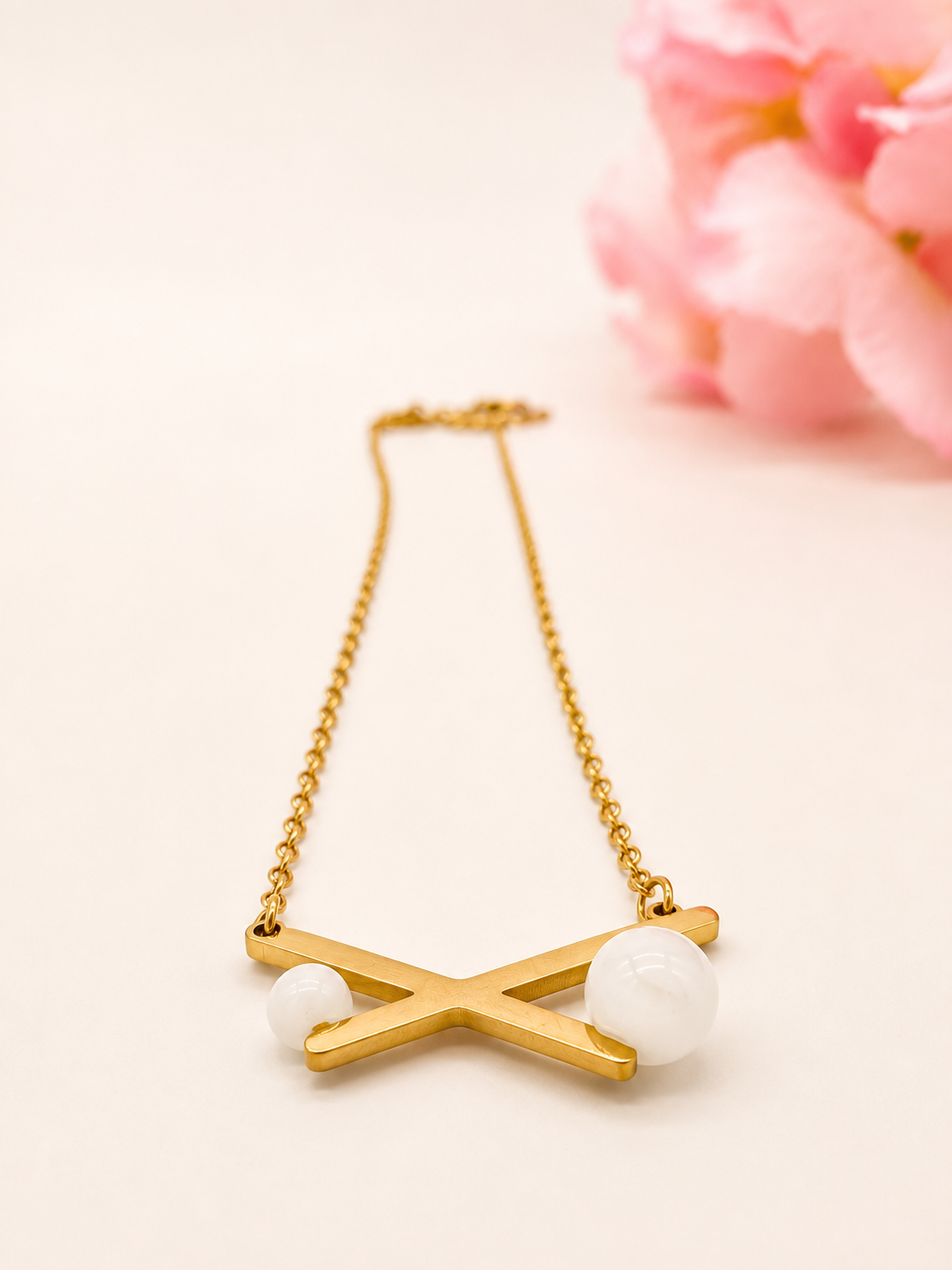 Golden Pearl Branch Necklace