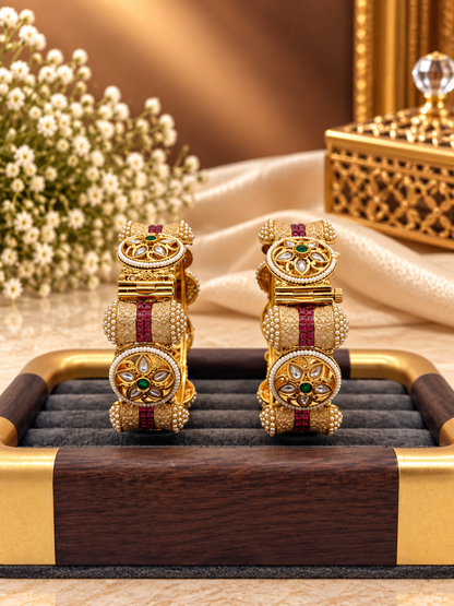 Royal Emerald Ruby Antique Kada Bracelet