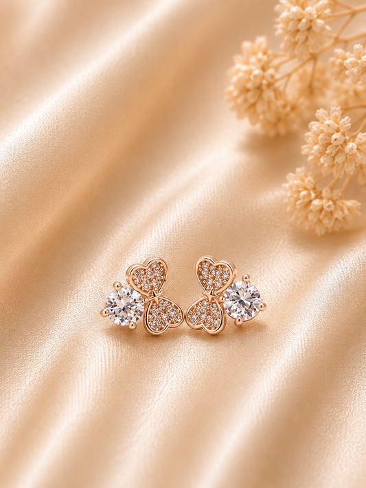 Golden Crystal Bloom Drop Stud Earrings