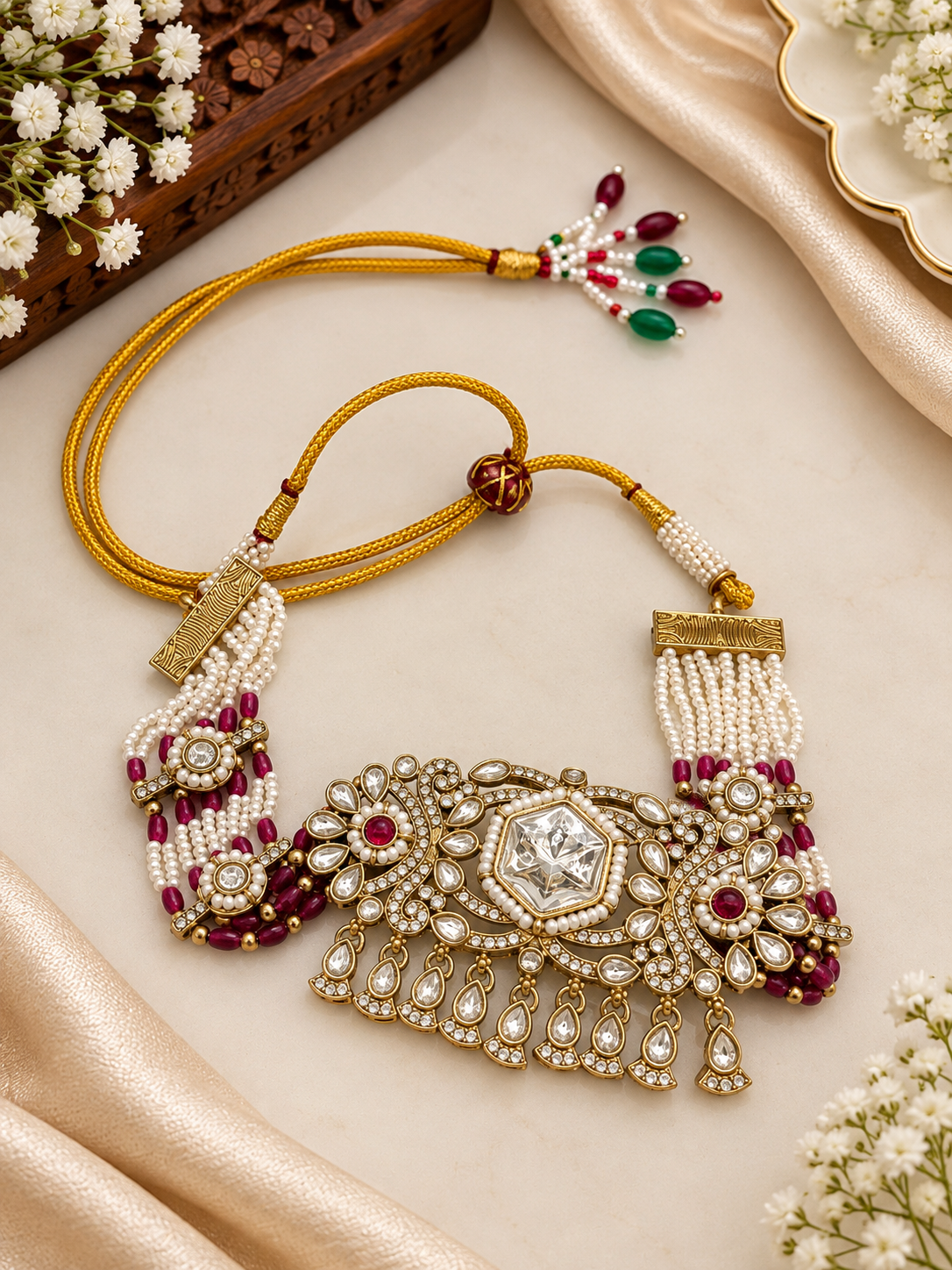 Ruby Kundan Bridal Necklace Set
