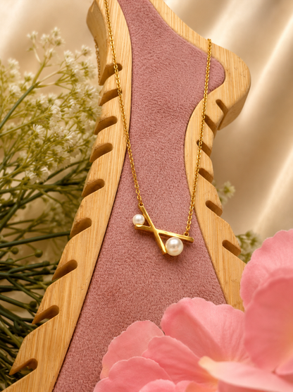 Golden Pearl Branch Necklace