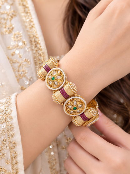Royal Emerald Ruby Antique Kada Bracelet