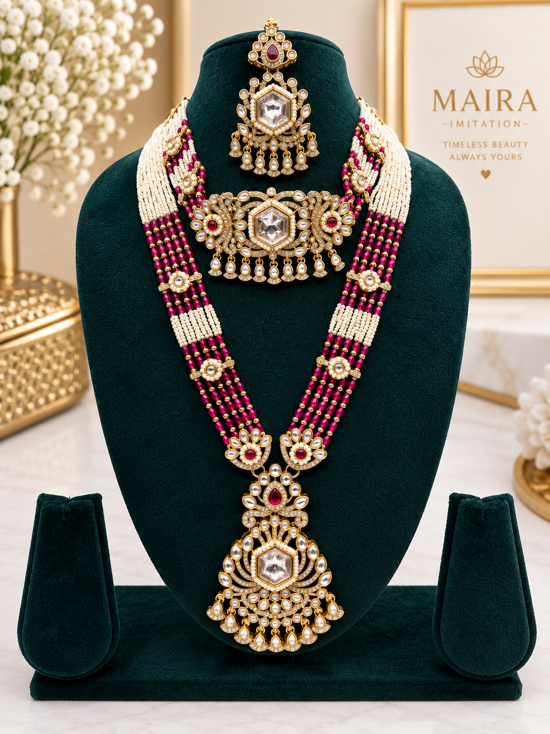 Ruby Kundan Bridal Necklace Set