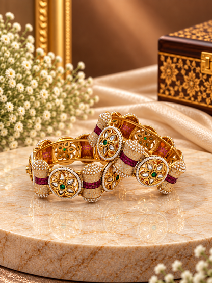 Royal Emerald Ruby Antique Kada Bracelet