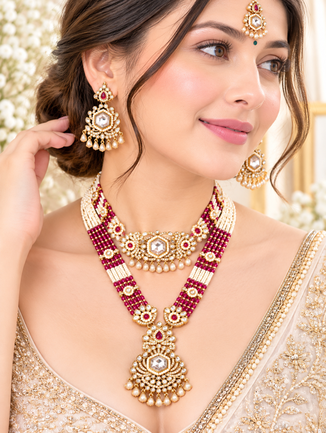 Ruby Kundan Bridal Necklace Set
