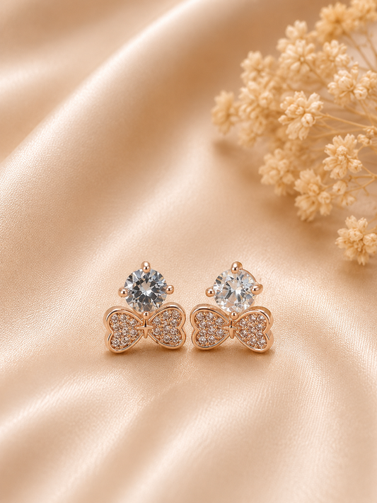 Golden Crystal Bloom Drop Stud Earrings