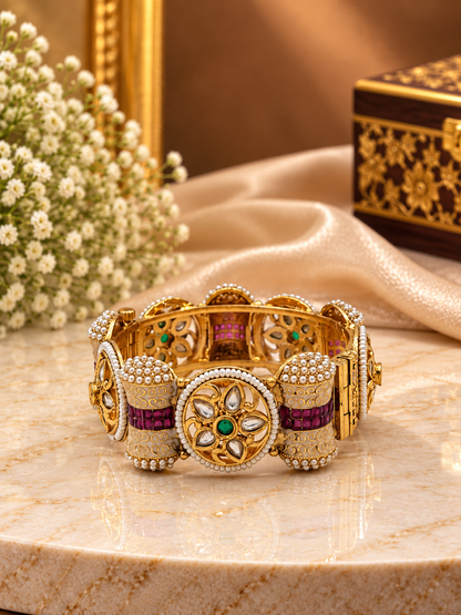 Royal Emerald Ruby Antique Kada Bracelet