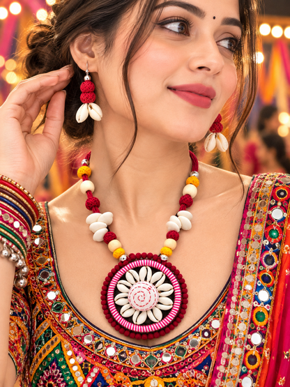 Pink Floral Shell Necklace