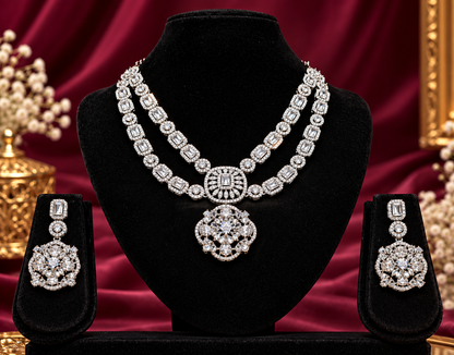Royal Bloom American Diamond Necklace Set
