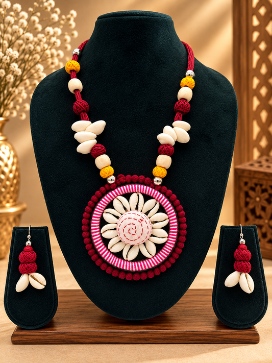Pink Floral Shell Necklace