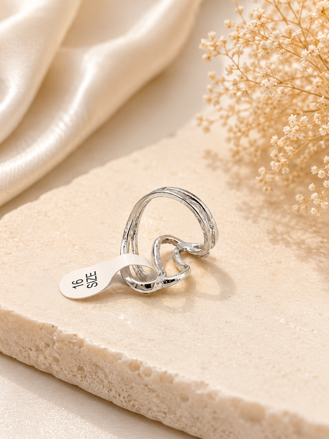 Silver Crystal Infinity Wave Ring