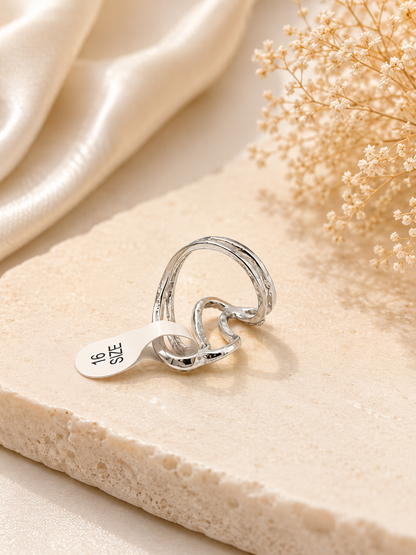 Silver Crystal Infinity Wave Ring