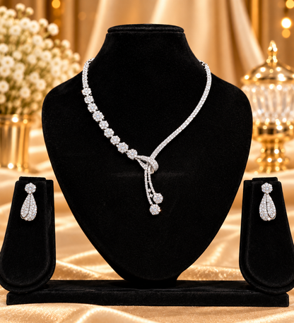 Seraphina Floral Lariat AD Necklace Set