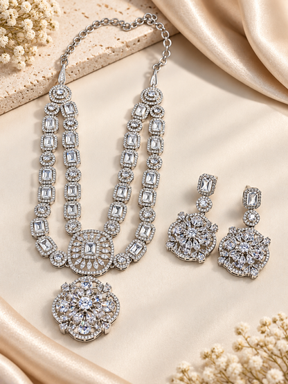 Royal Bloom American Diamond Necklace Set