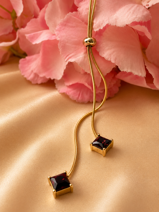 Golden Onyx Drop Slider Necklace
