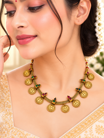 Traditional Gold Coin Necklace Set