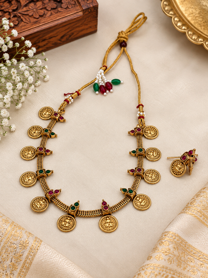 Traditional Gold Coin Necklace Set