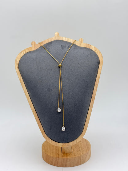 Teardrop Crystal Gold Necklace