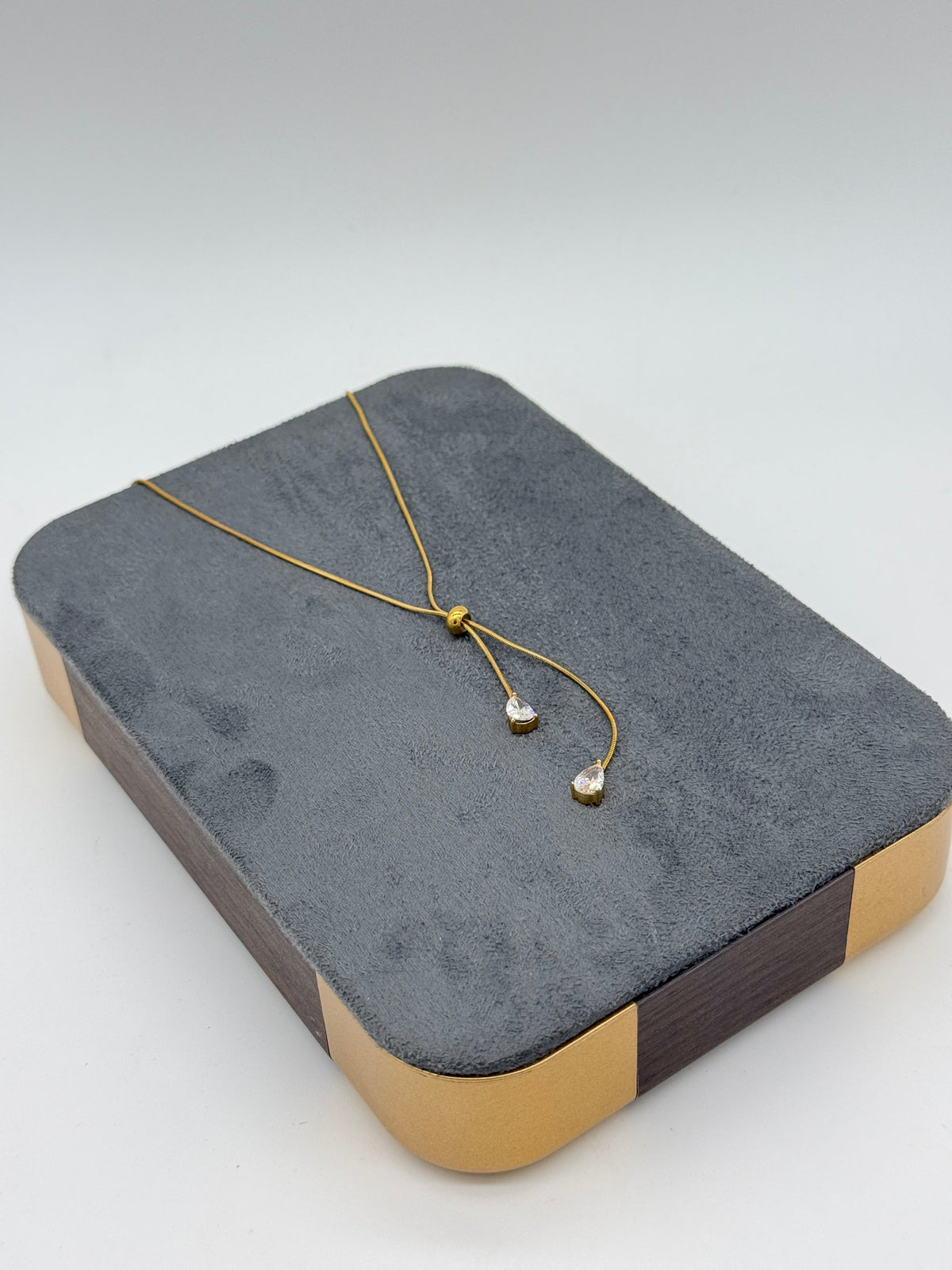 Teardrop Crystal Gold Necklace
