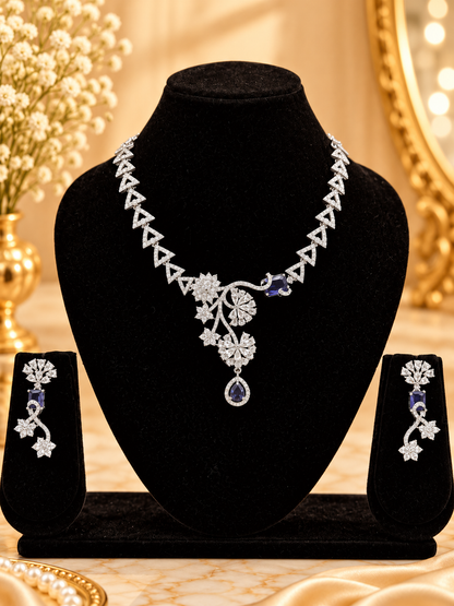Elegant Floral American Diamond Necklace Set