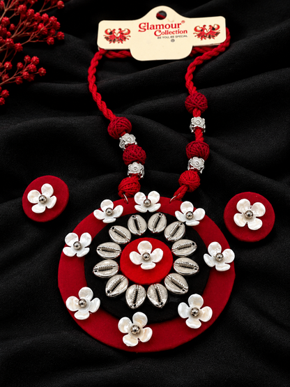 RED Floral Necklace