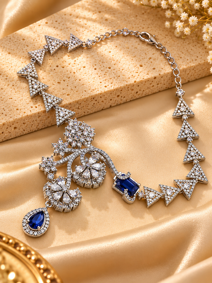 Elegant Floral American Diamond Necklace Set