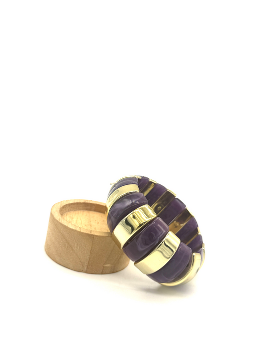 Black Gold Stripe Chunky Resin Bangle