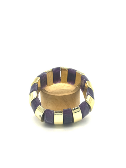 Black Gold Stripe Chunky Resin Bangle