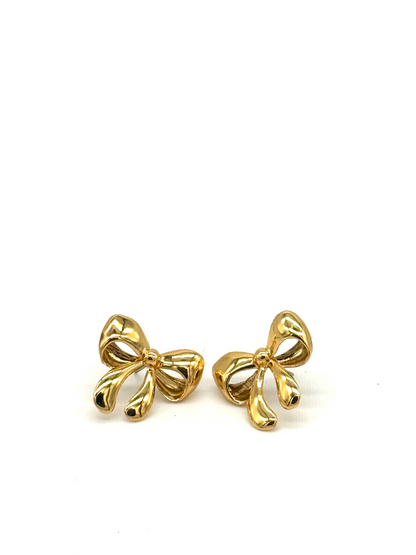 Gold Bow Stud Earrings