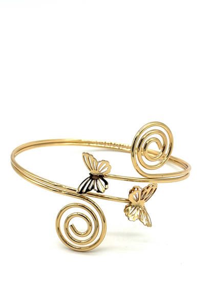 Gold Orchid Bloom Cuff Bracelet