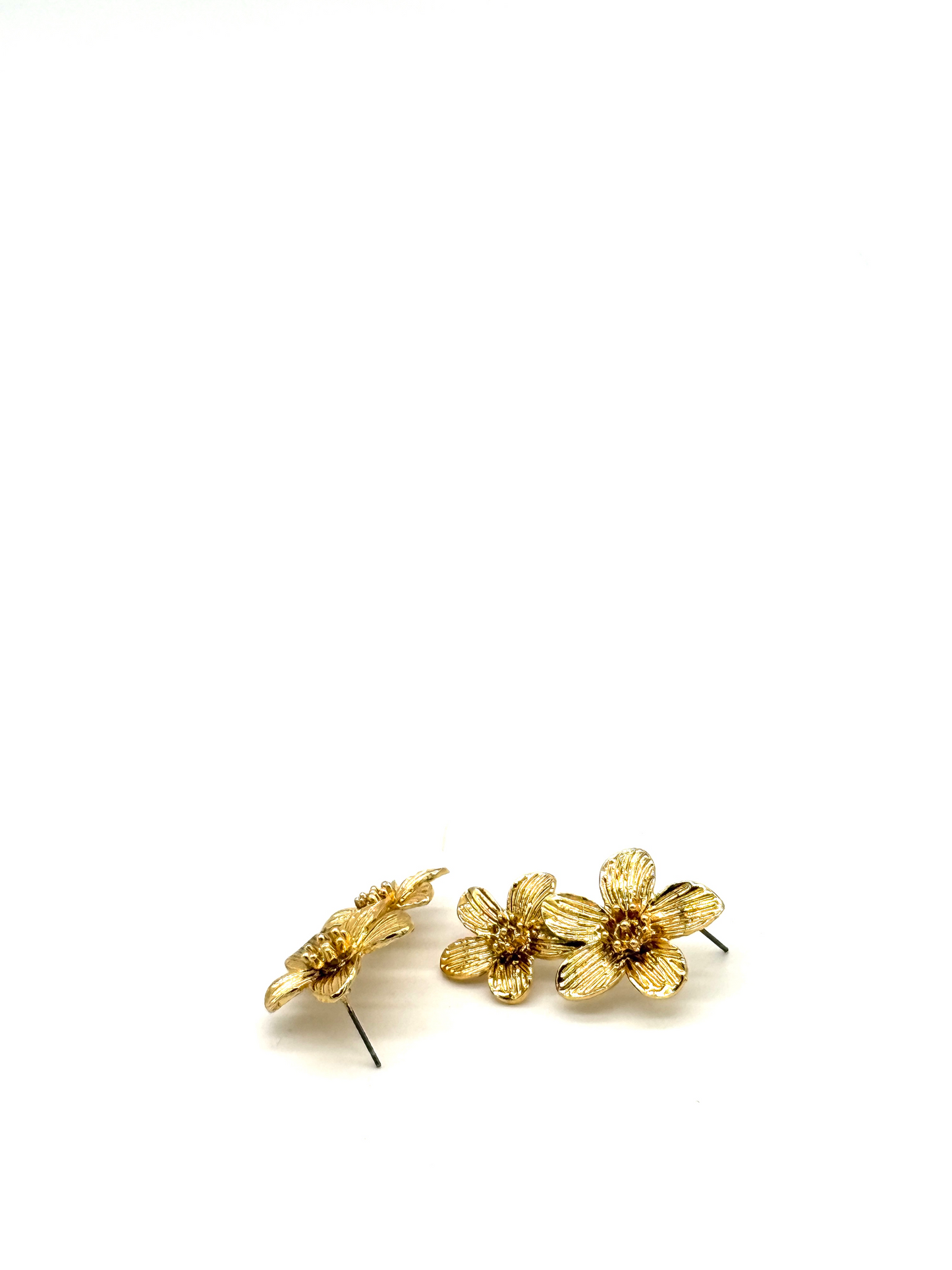 Gold Camellia Duo Stud Earrings