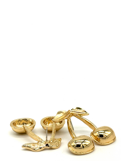 Gold Cherry Stud Earrings