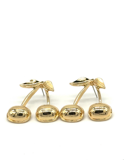 Gold Cherry Stud Earrings