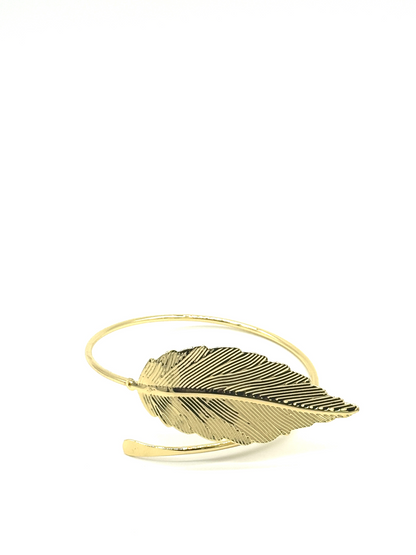 Gold Feather Wrap Cuff Bracelet