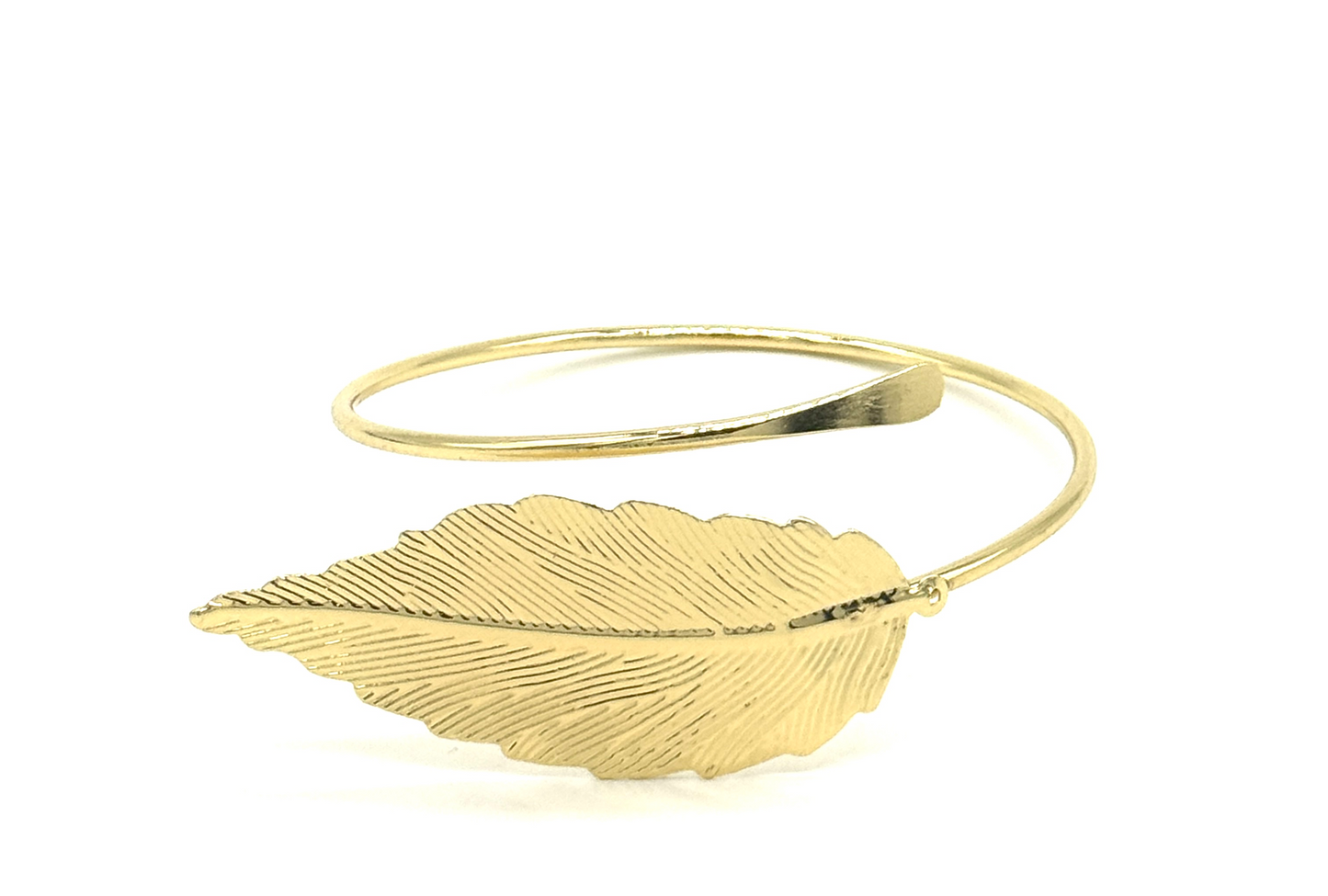 Gold Feather Wrap Cuff Bracelet