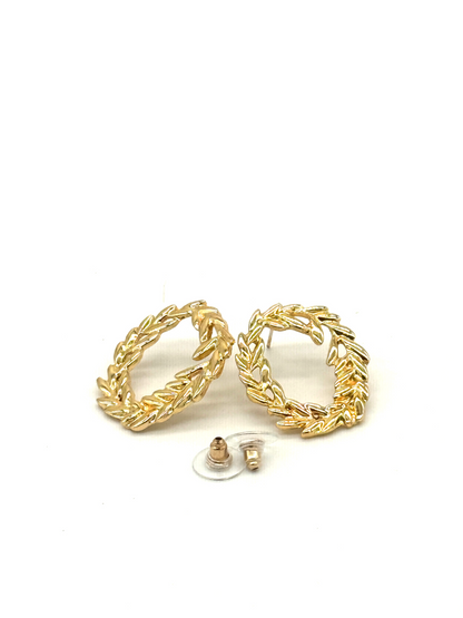 Gold Laurel Stud Earrings