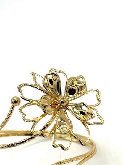 Gold Magnolia Cuff Bracelet